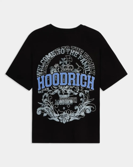 Camiseta extragrande con escudo familiar negra