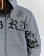 Inkline Oversized Zip Through Hoodie Grey Black (2)