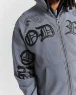 Inkline Oversized Zip Through Hoodie Grey Black 3.webp