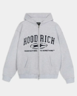 Sudadera con capucha Fray Zip de corte relajado Gris jaspeado