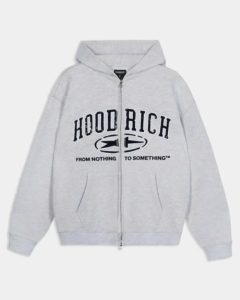 Sudadera con capucha Fray Zip de corte relajado Gris jaspeado