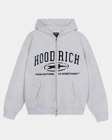 Sudadera con capucha Fray Zip de corte relajado Gris jaspeado