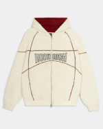 Sudadera con capucha Trace Zip de corte relajado Marfil
