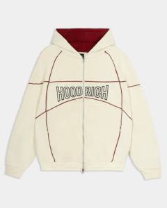 Sudadera con capucha Trace Zip de corte relajado Marfil
