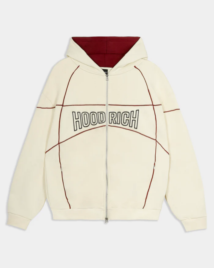Sudadera con capucha Trace Zip de corte relajado Marfil