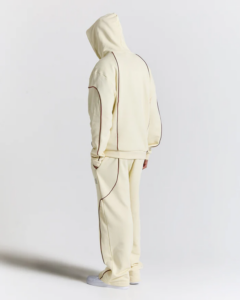 Sudadera con capucha Trace Zip de corte relajado Marfil (6)